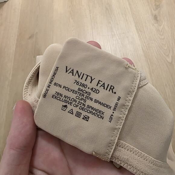 Vanity Fair Cream Beauty Back Smoothing Full Figure Contour Padded Wired Bra 42D - Picture 4 of 4